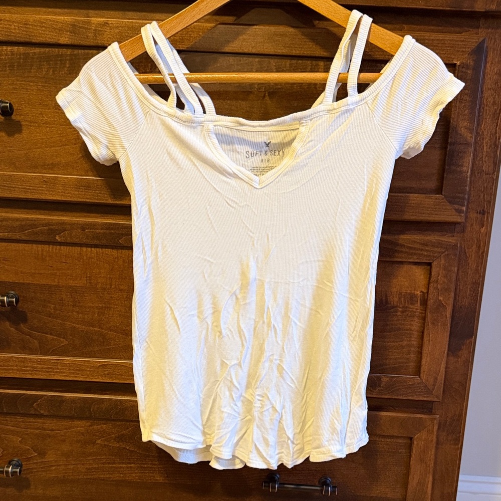American eagle ribbed white Tshirt
